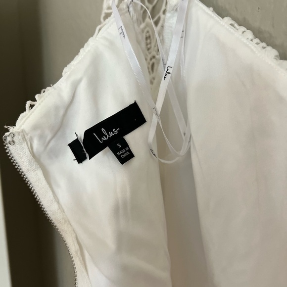 White Lace Ruffled Midi Dress Small - Picture 6 of 7